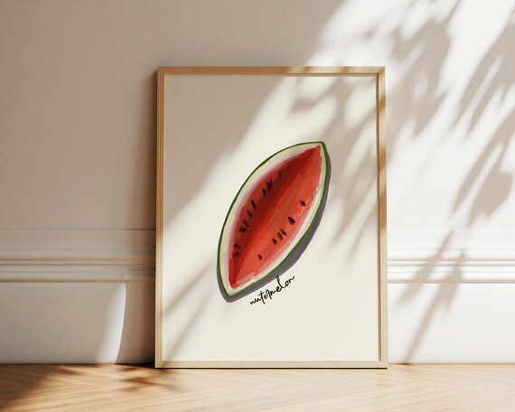 Watermelon Fruit Art Print Poster Sandia Kitchen Wall Art Fruit Print Trendy Retro Poster Minimalist Kitchen Decor Wassermelone Poster