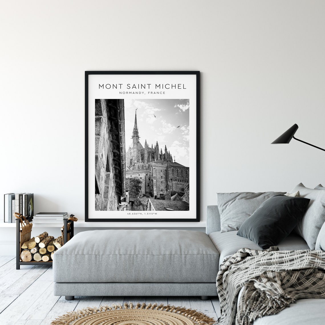 Mont Saint Michel Photo Mont Saint Michel Poster Coordinates Print France Poster France Wall Art Wall Art Home Decor Black White Photo - Image 3