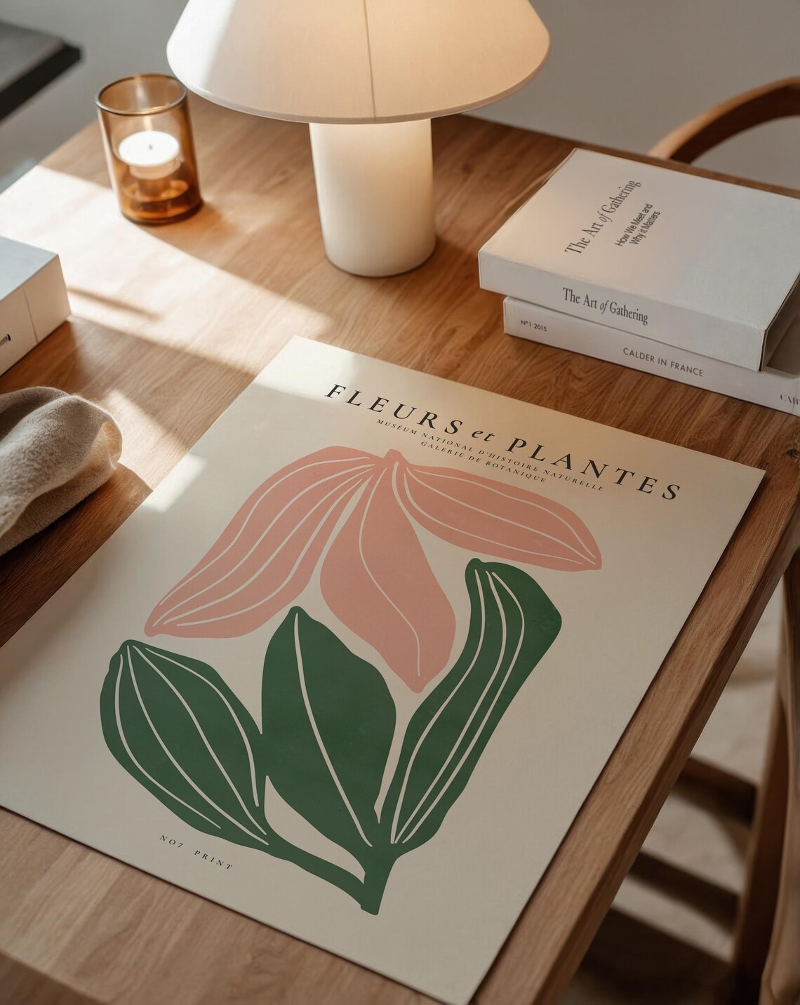 Fleurs et Plantes French Botanical Pink Green Leaves Wall Art Print - Image 4
