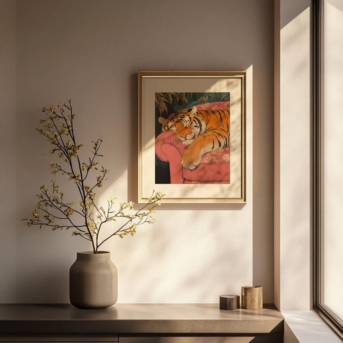 Sleeping Tiger Ukiyo-e Japanese Style Art Print - Image 3