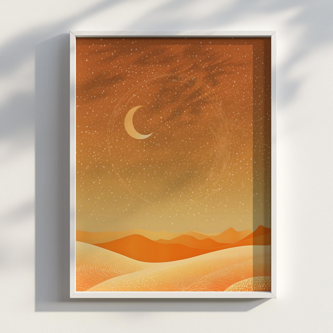 Goldcrescent Desert Boho Crescent Moon Art Print