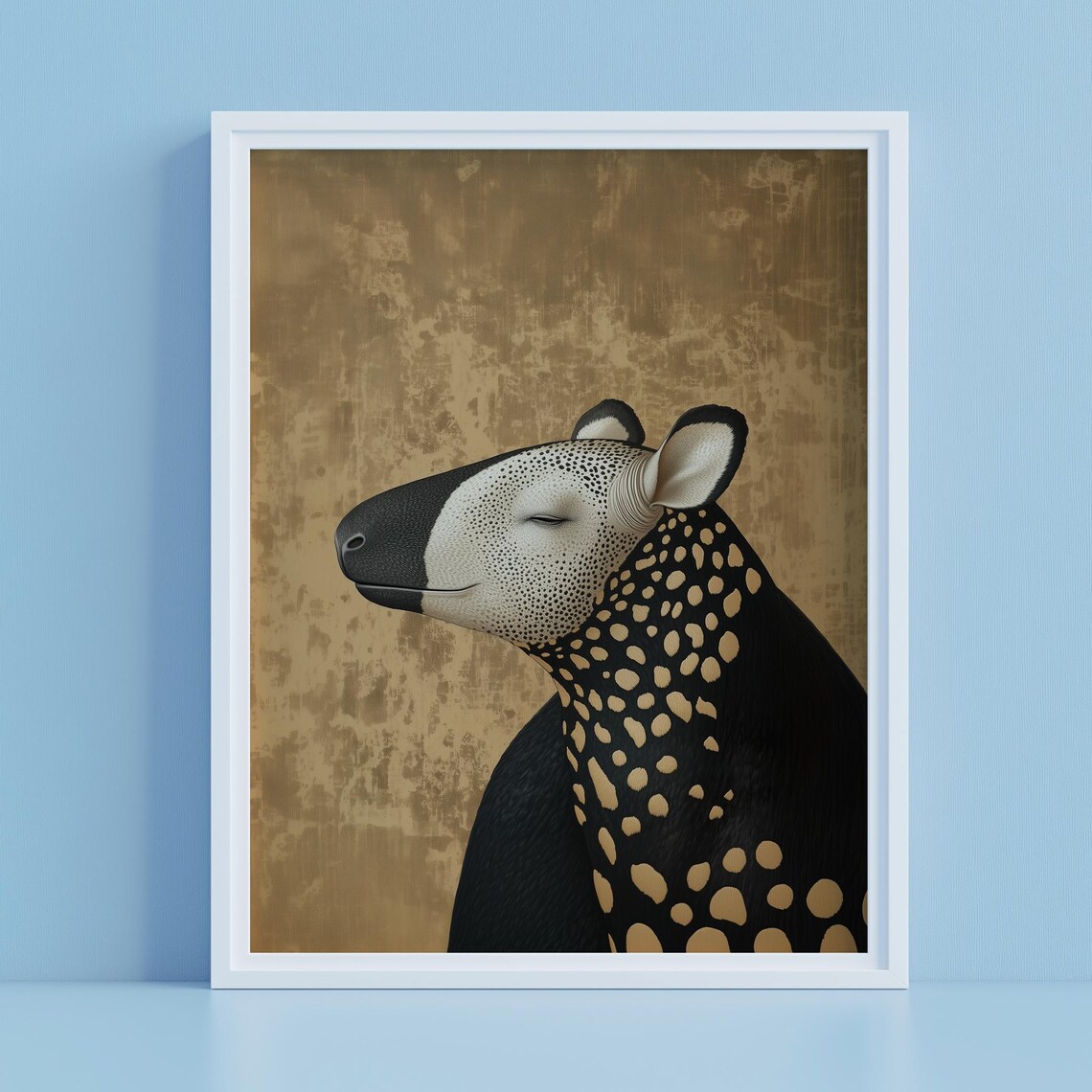 Elegant Golden Spotted Tapir Portrait Exotic Wild Animal Art Poster - Image 4