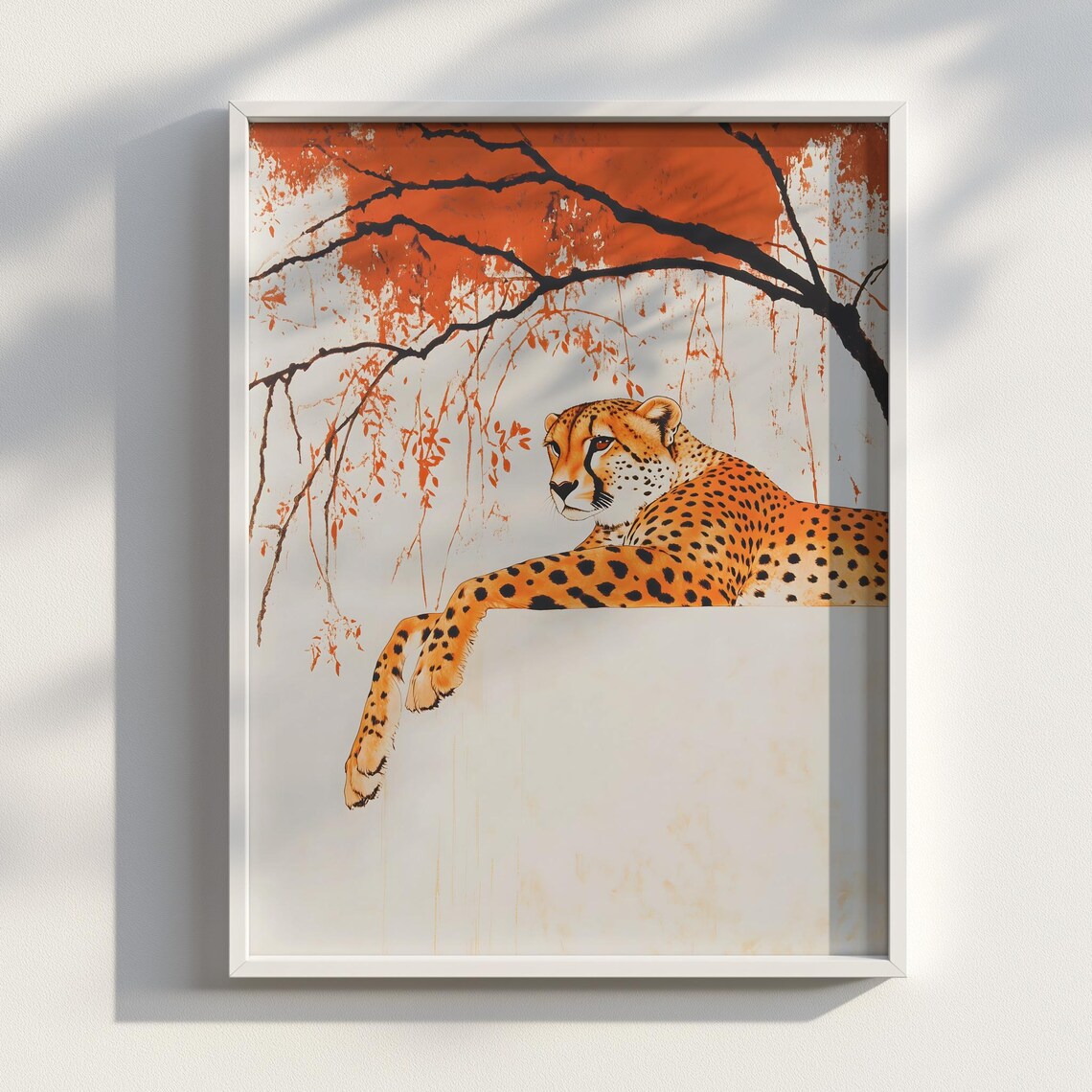 Cheetah Lithograph Graceful Resting Spotted Big Cat Wildlife Art Poster