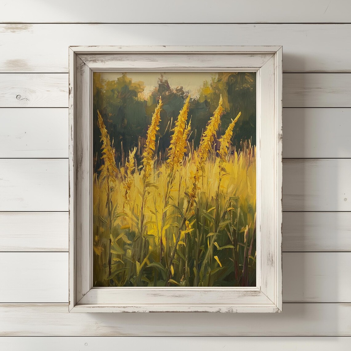 Goldenrod Field Sunlit Meadow Yellow Wildflowers Nature Print