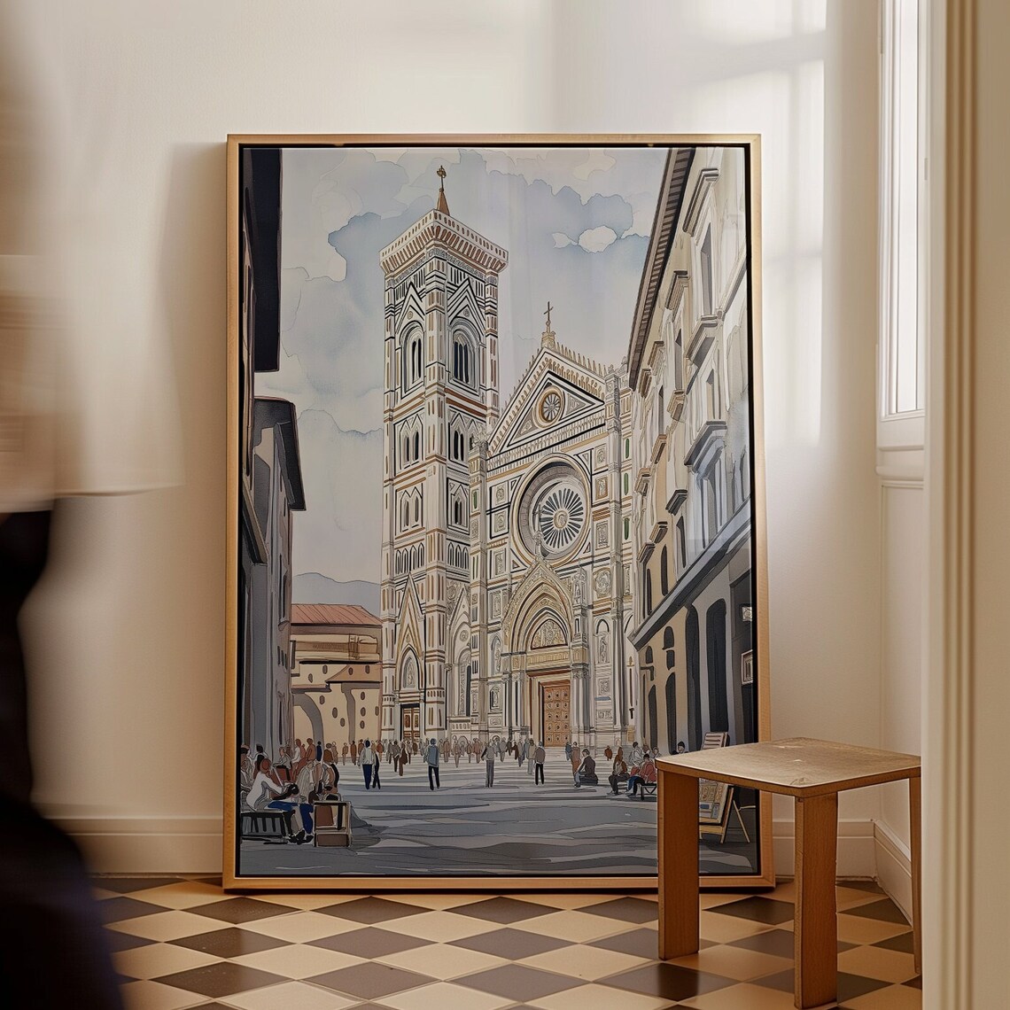Florence Duomo Watercolor Travel Poster, Toscana Italy