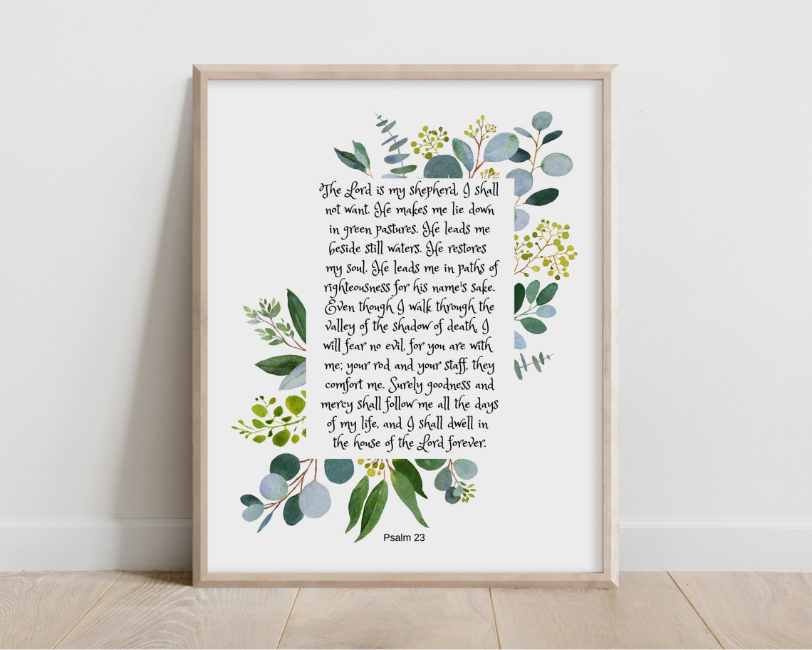 Psalm 23 The Lord Is My Shepherd Bible Verse Eucalyptus Wall Art