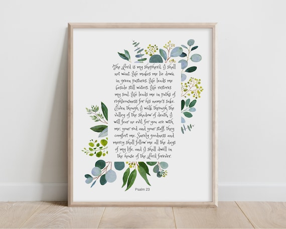 Psalm 23 The Lord Is My Shepherd Bible Verse Eucalyptus Wall Art