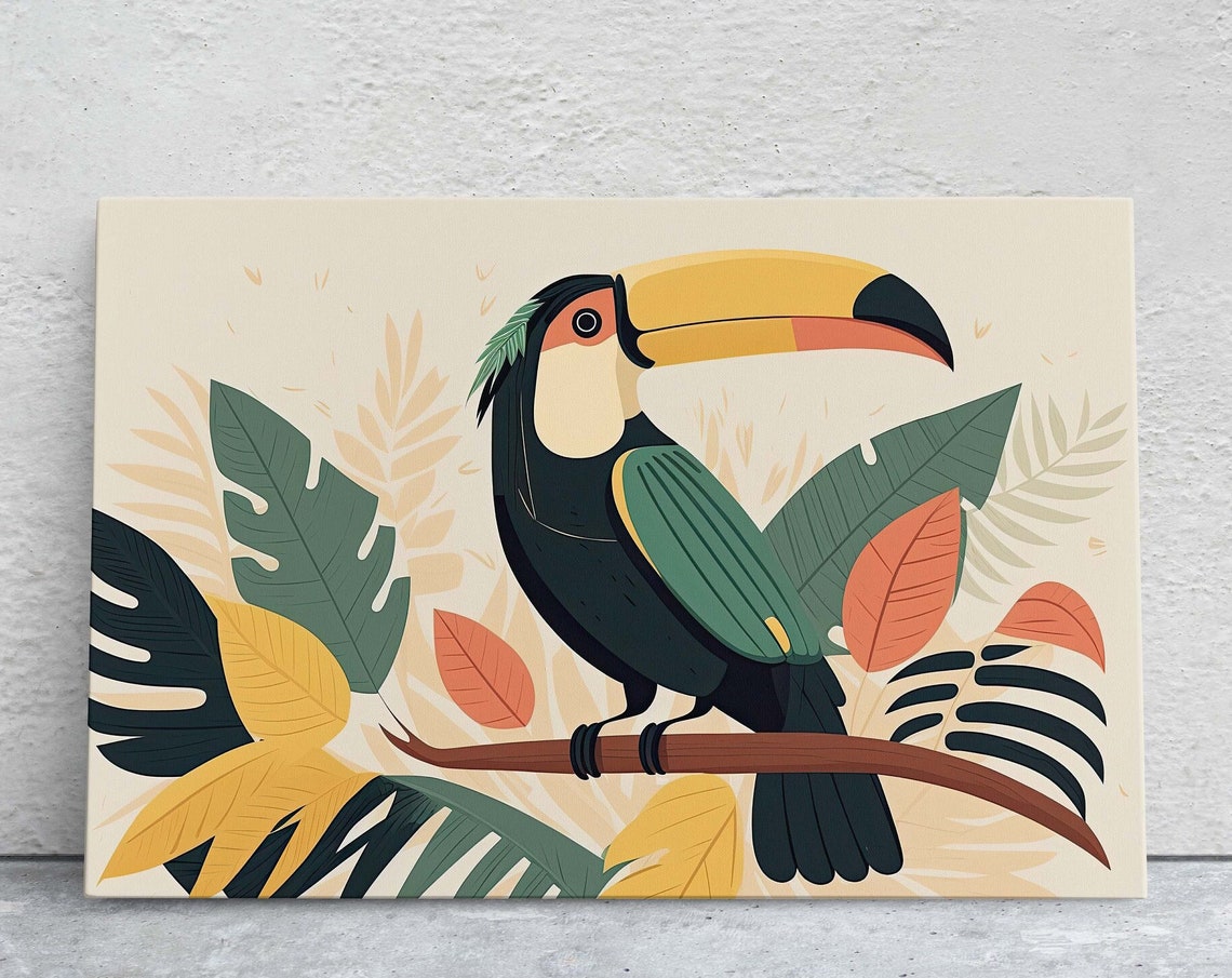 Toucan Tropical Bird Minimalist Illustration Boho Botanical Art Print