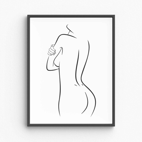 Standing Woman Figure One Line Drawing Minimalist Art Poster
