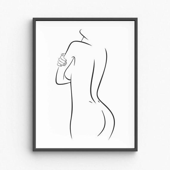 Women Body Line Art Print Adult Nudity Drawing Nude Minimalist Wall Bedroom