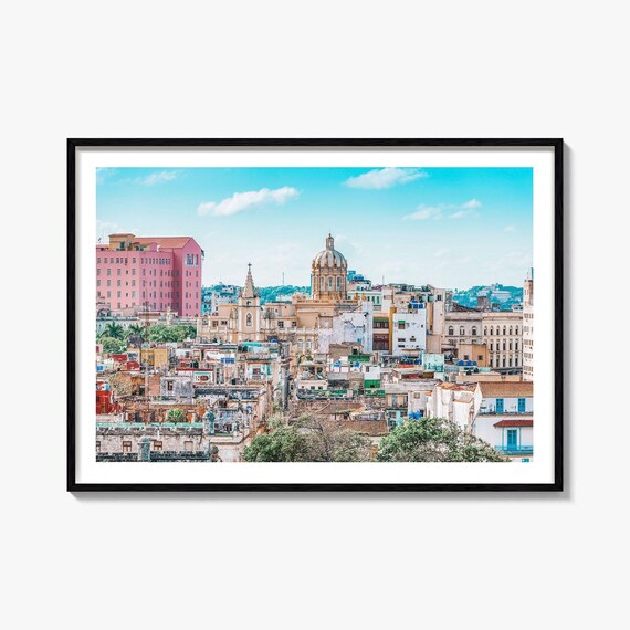 Havana Cuba Old Town Rooftops Cathedral Dome Colorful Photo Poster