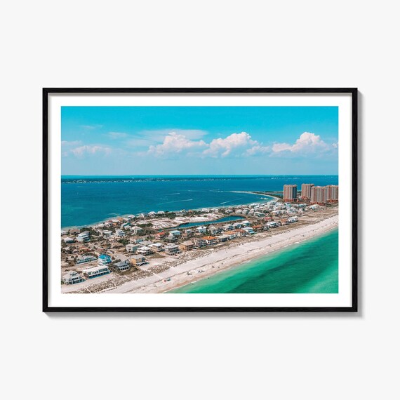 Pensacola Florida Emerald Coast Beach Aerial Homes Photo Poster