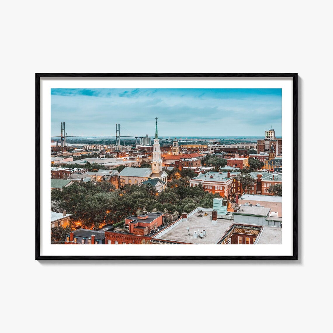Savannah Georgia Historic District Aerial Dusk Steeples Color Poster