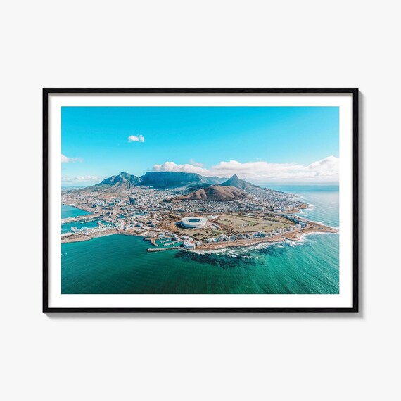 Cape Town South Africa Table Mountain Aerial Coastline Stadium Poster
