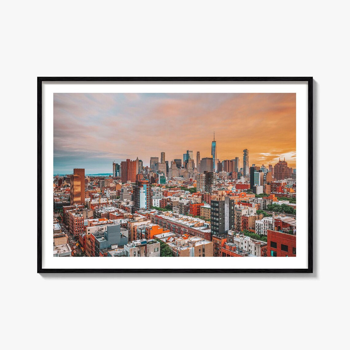 New York City East Village Sunset Downtown Skyline Golden Hour Poster