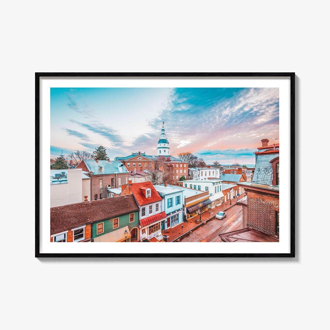 Annapolis Maryland State House Dome Historic Downtown Street Poster