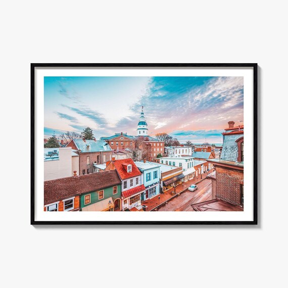 Annapolis Maryland State House Dome Historic Downtown Street Poster
