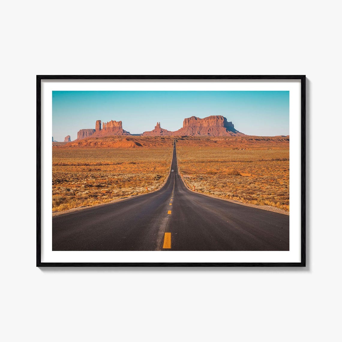 Utah Monument Valley Desert Road Red Rock Mesas Scenic Photo Poster