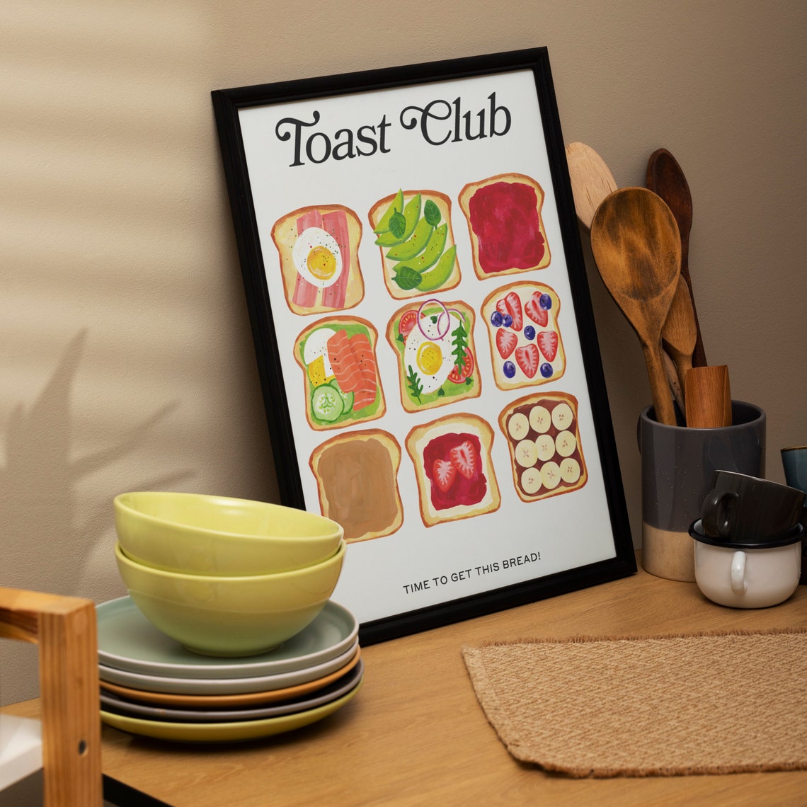 Toast Club Nine Creative Toasts Breakfast Illustration Fun Art Poster - Image 3