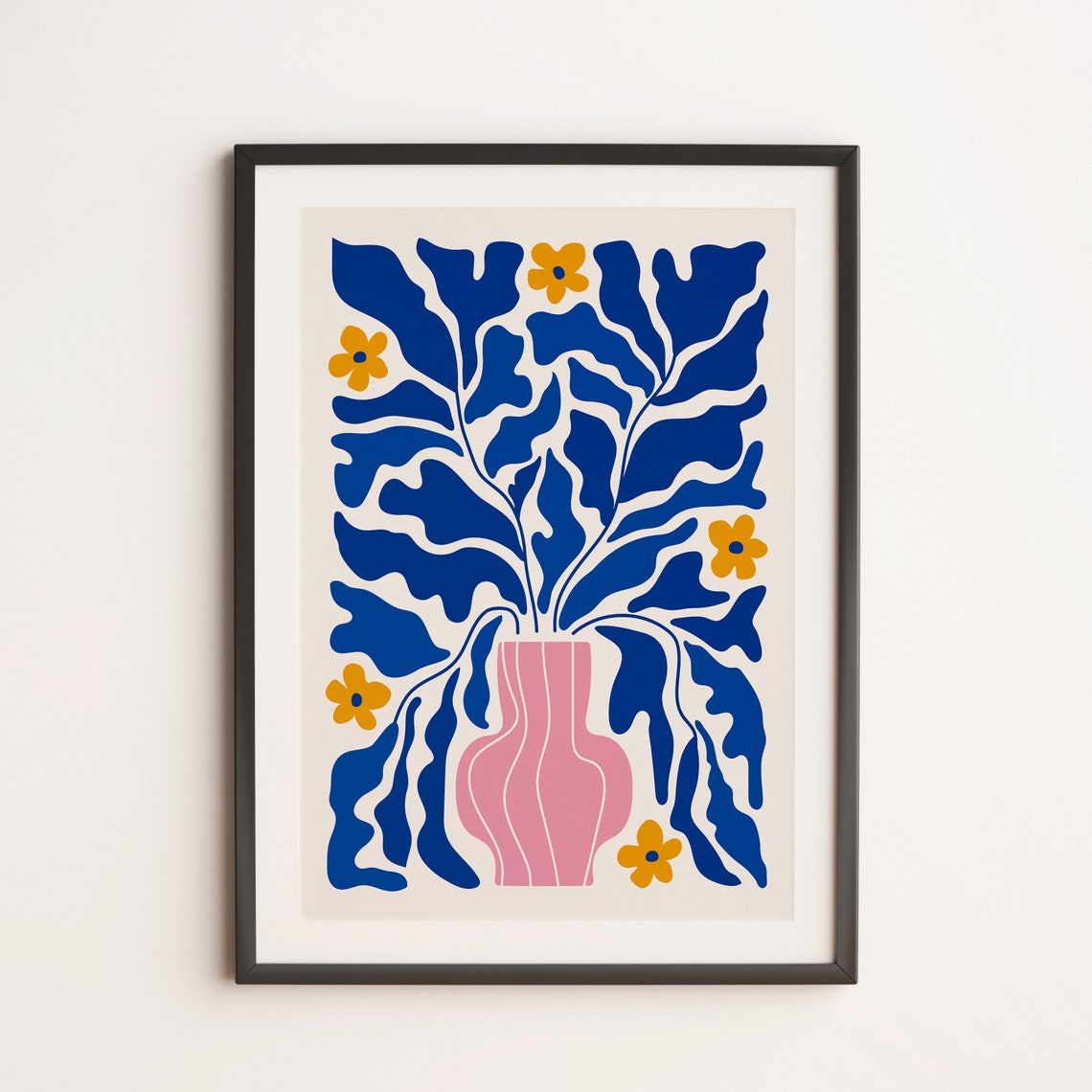 Summer Bloom Blue Leaves Pink Vase Matisse Style Botanical Poster - Image 3