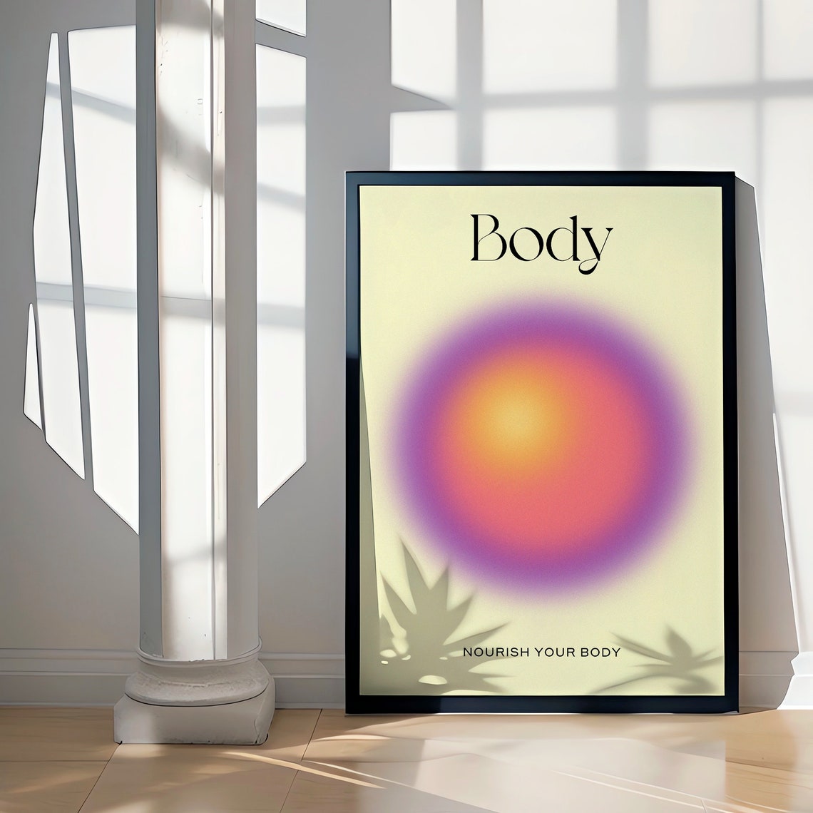 Nourish Your Body Sunset Aura Gradient Minimal Wellness Wall Art - Image 2