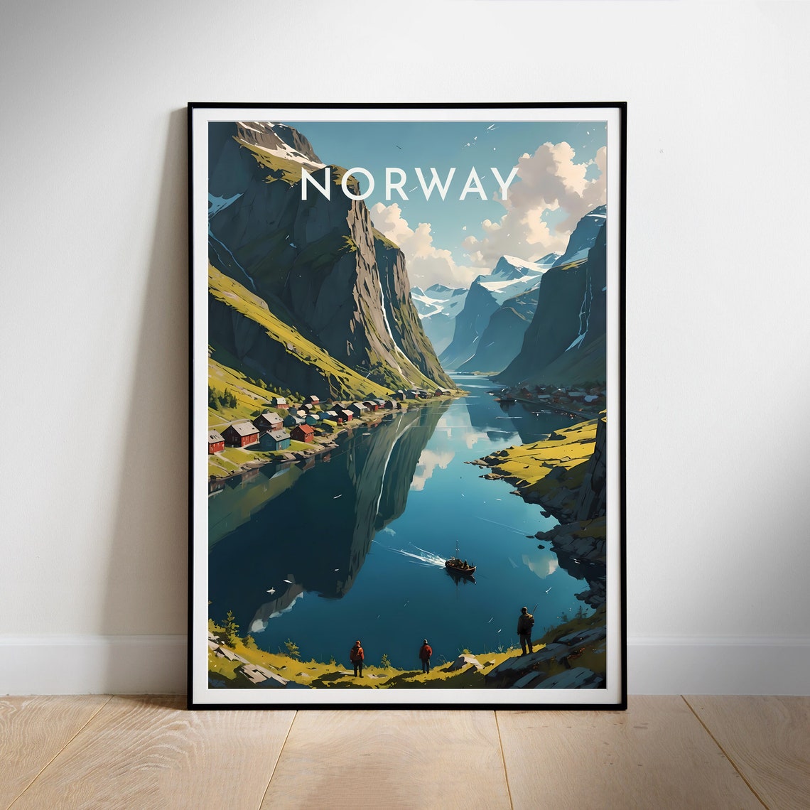 Norway Fjord Village Perfect Mirror Reflection Summer Day Poster - Image 2