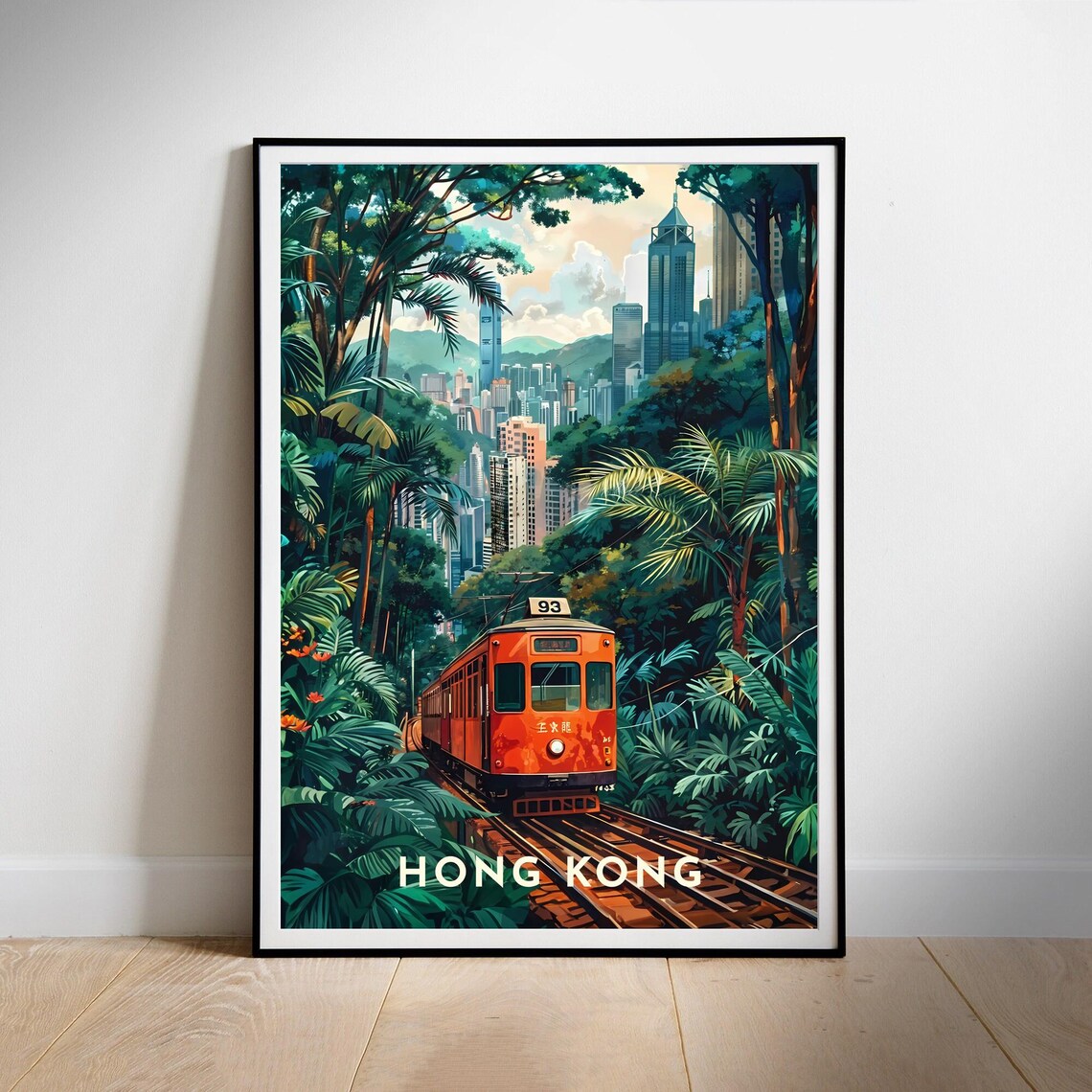 Hong Kong Travel Poster, Asia Wall Art Print
