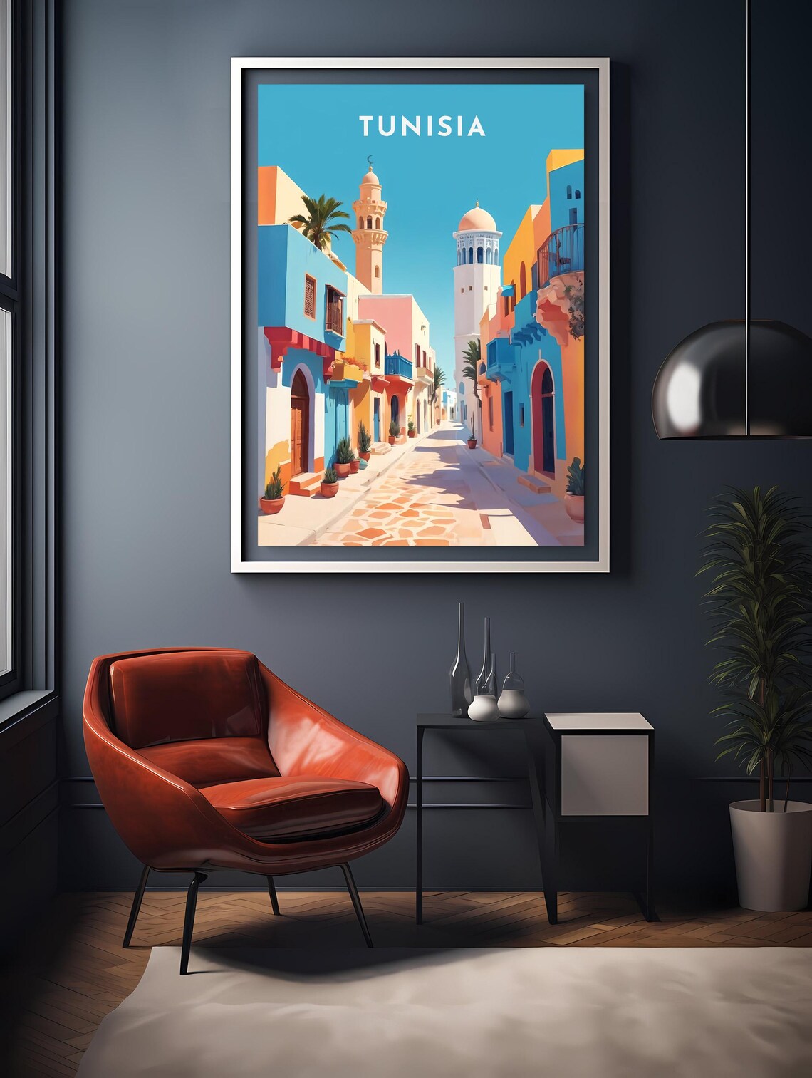 Tunisia Medina Colorful Street Minarets North Africa Travel Poster - Image 2
