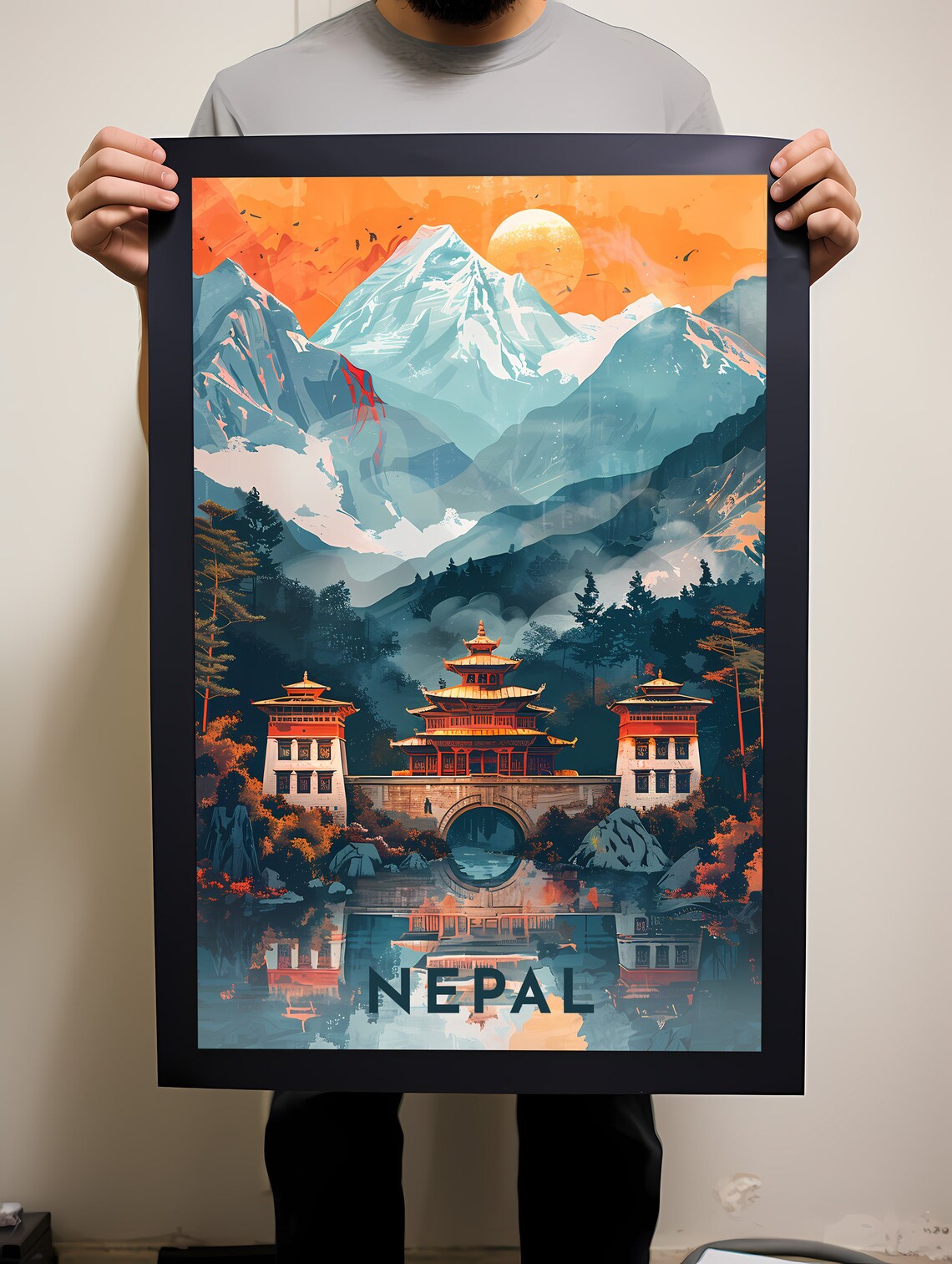 Nepal Travel Poster, Asia Travel Wall Art - Image 2