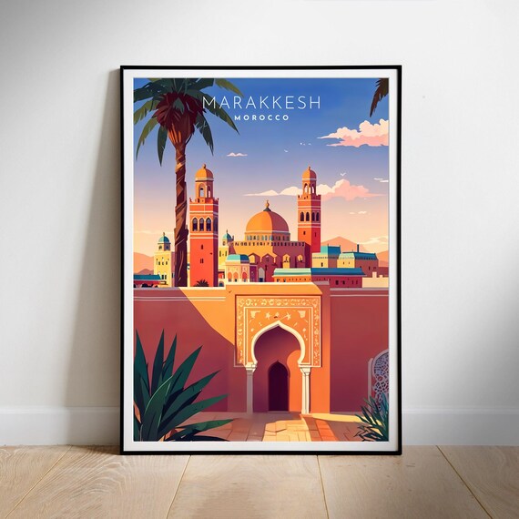 Morocco Travel Poster Wall Art Marrakesh Instant Hanging Decor New Home Gift