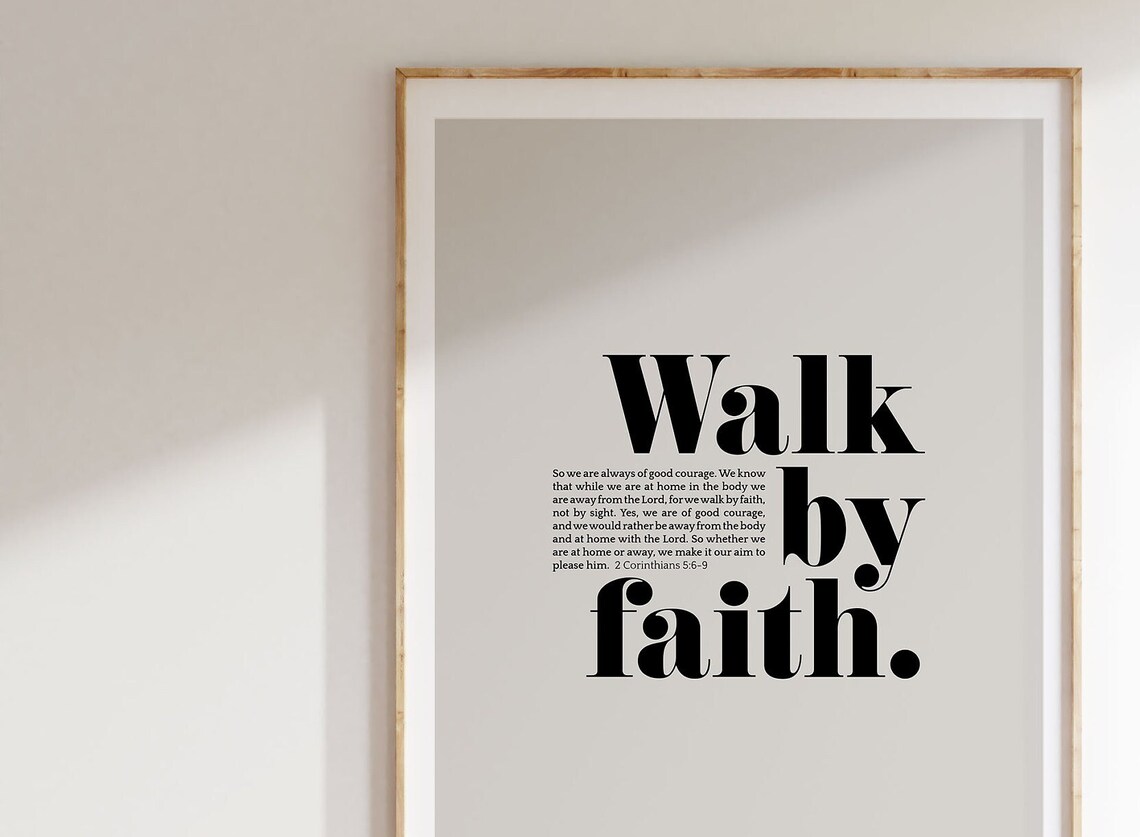2 Corinthians 5:7 Walk By Faith Minimalist Bible Verse Poster Home Decor - Image 2