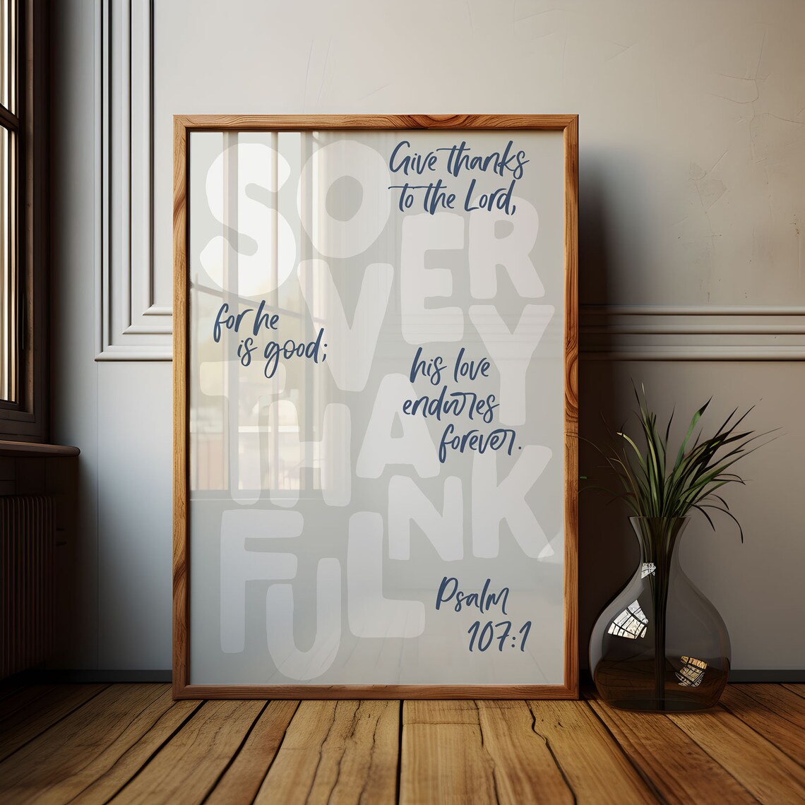 Give Thanks Psalm 107:3 Christian Poster Print - Image 6
