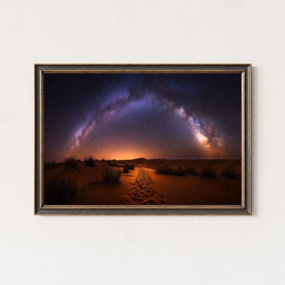 Milky Way Over Sahara Desert Dunes Morocco Night Sky Photography Print