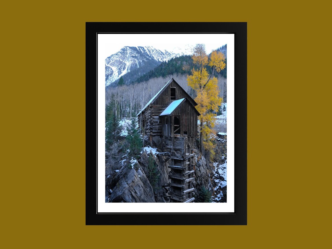 Crystal Mill Colorado Historic Wooden Mill Autumn Snow Photo Poster