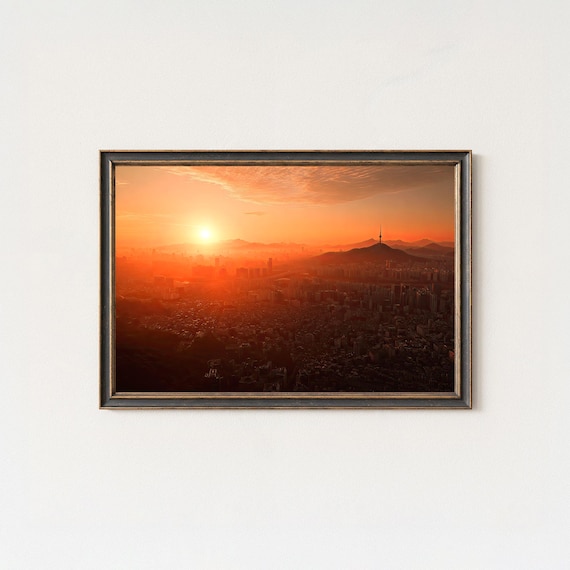 Seoul Skyline Sunrise Photography Korea Cityscape Wall Art Print