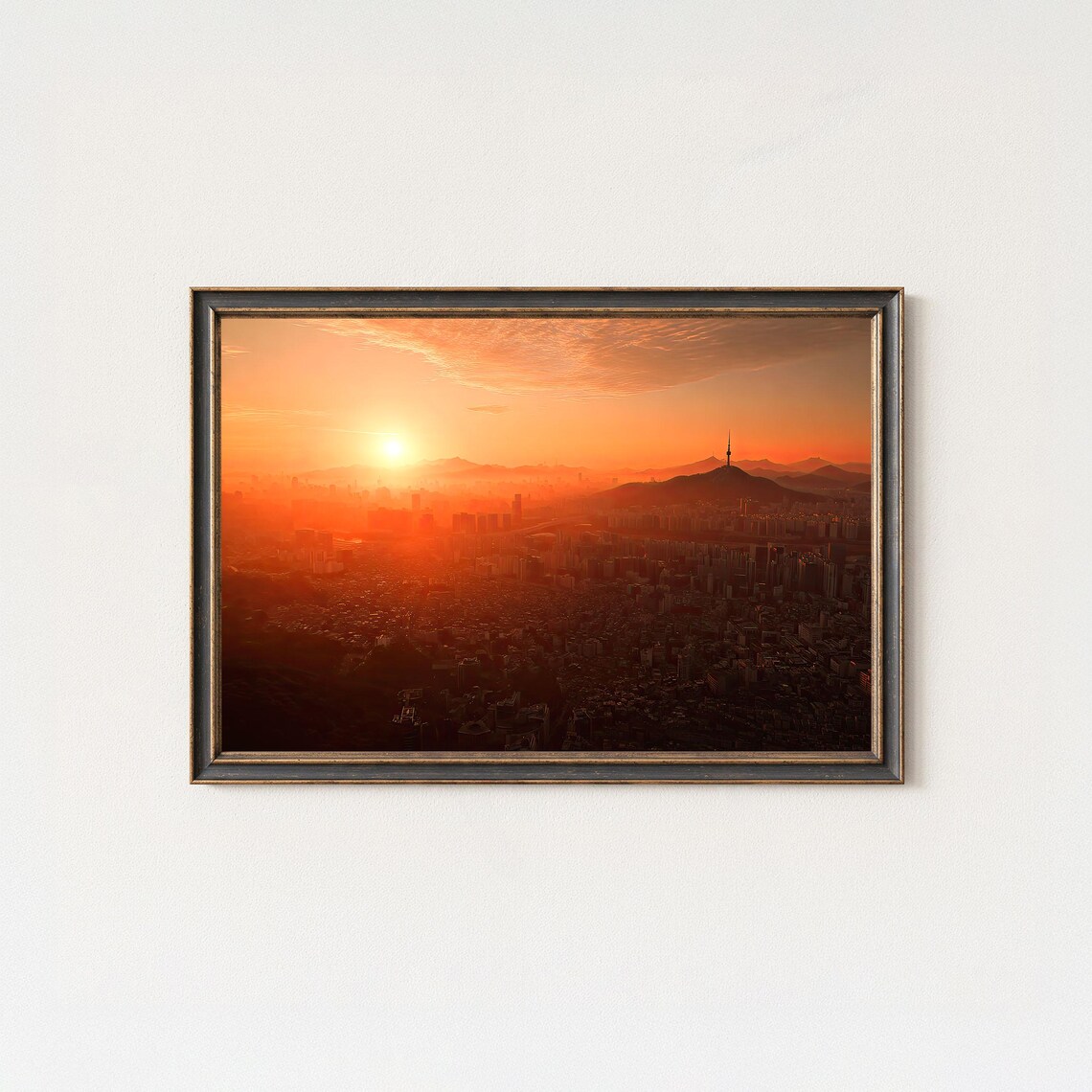 Seoul Skyline Sunrise Golden Hour Korea Cityscape Photography Poster