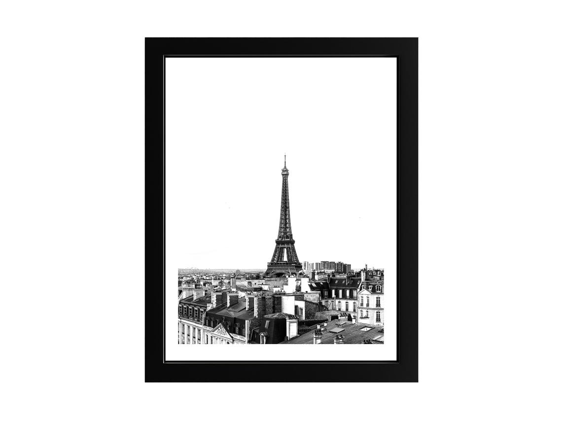 Eiffel Tower Paris Rooftops Black And White Photography Poster
