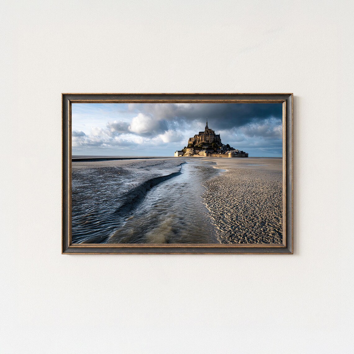 Mont Saint Michel Abbey At Low Tide Normandy France Coastal Poster