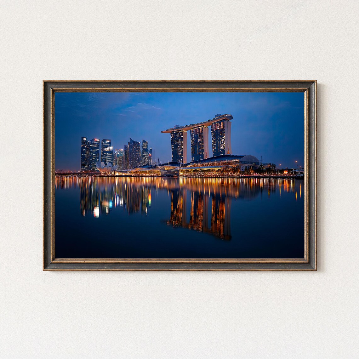 Singapore Marina Bay Sands Print Luxury Night Cityscape
