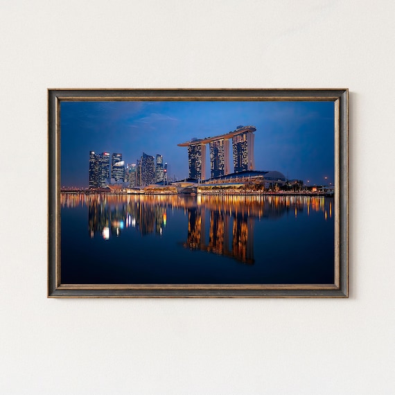 Singapore Marina Bay Sands Print Luxury Night Cityscape