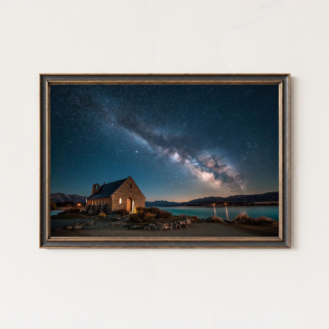 Milky Way Over Church Of The Good Shepherd Night Landscape Print