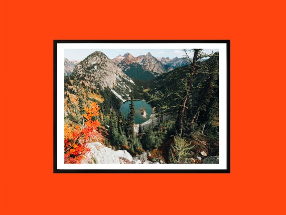 Autumn Mountain Lake Pacific Northwest Fall Foliage Landscape Poster