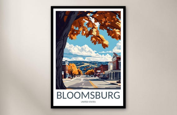 Bloomsburg Travel Poster Wall Art Print United States Home Decor Gift North America Illustration
