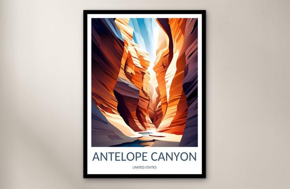 Antelope Canyon Travel Poster Wall Art Print United States Poster Home Decor Gift North America Illustration Wall Art