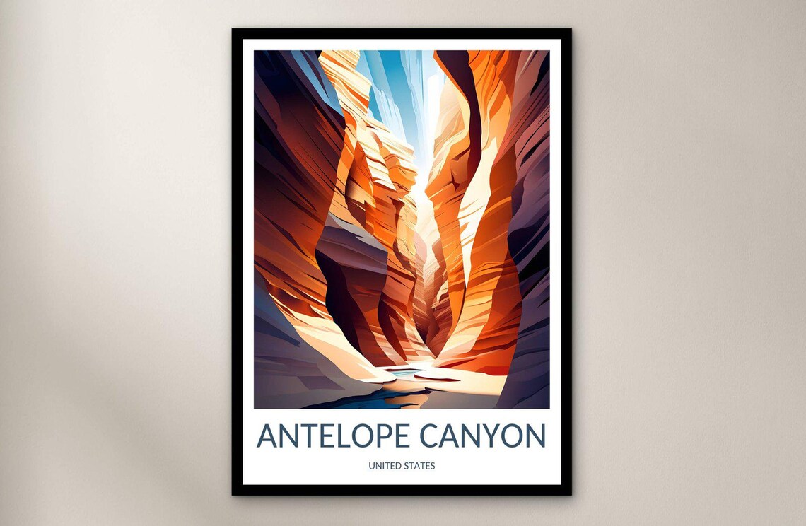 Antelope Canyon Arizona Swirling Slot Canyon Vintage Travel Poster