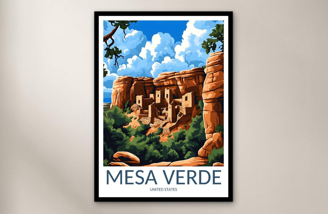 Mesa Verde Colorado Ancient Cliff Dwellings Canyon Travel Poster