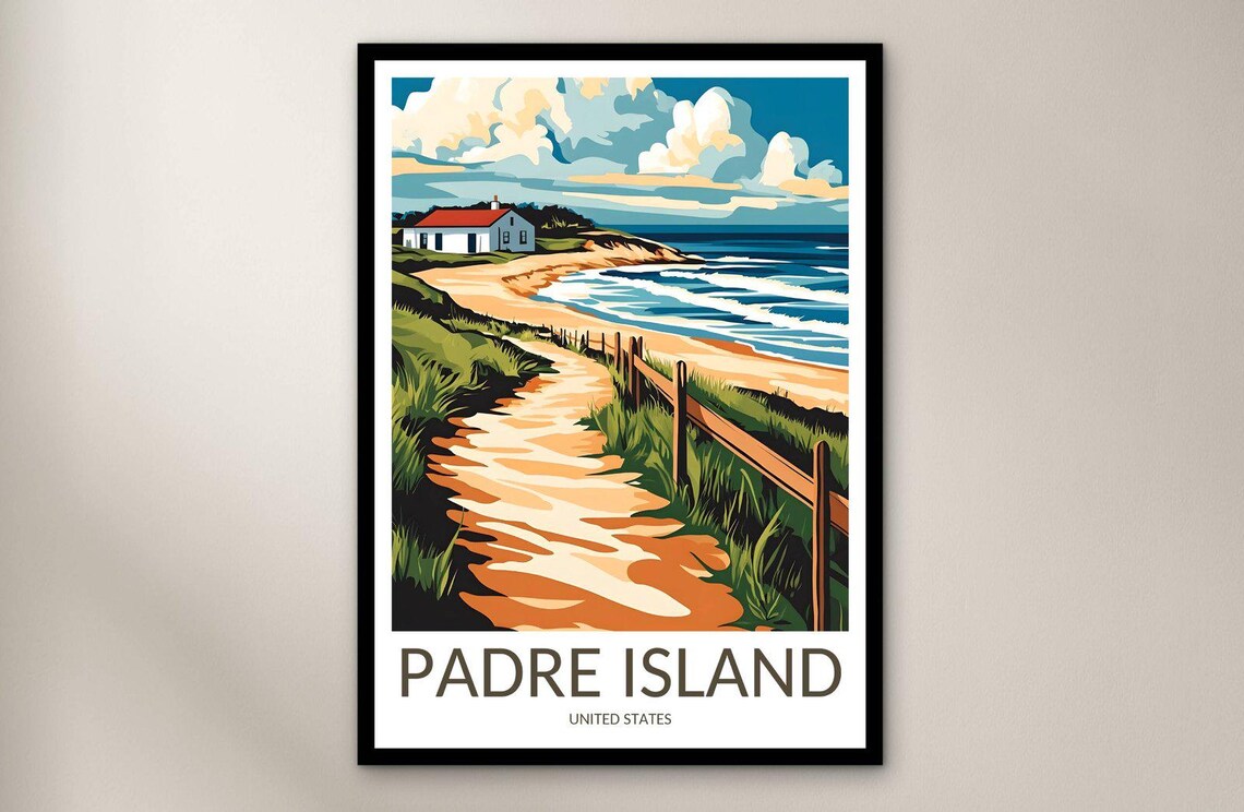 Padre Island Texas National Seashore Sand Dune Beach Travel Poster