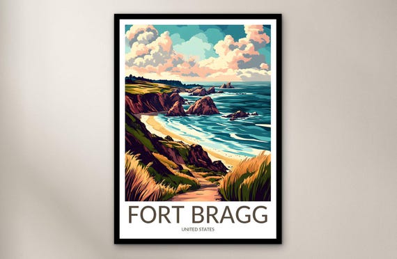Fort Bragg Travel Poster Wall Art Print United States Home Decor Gift North America Illustration