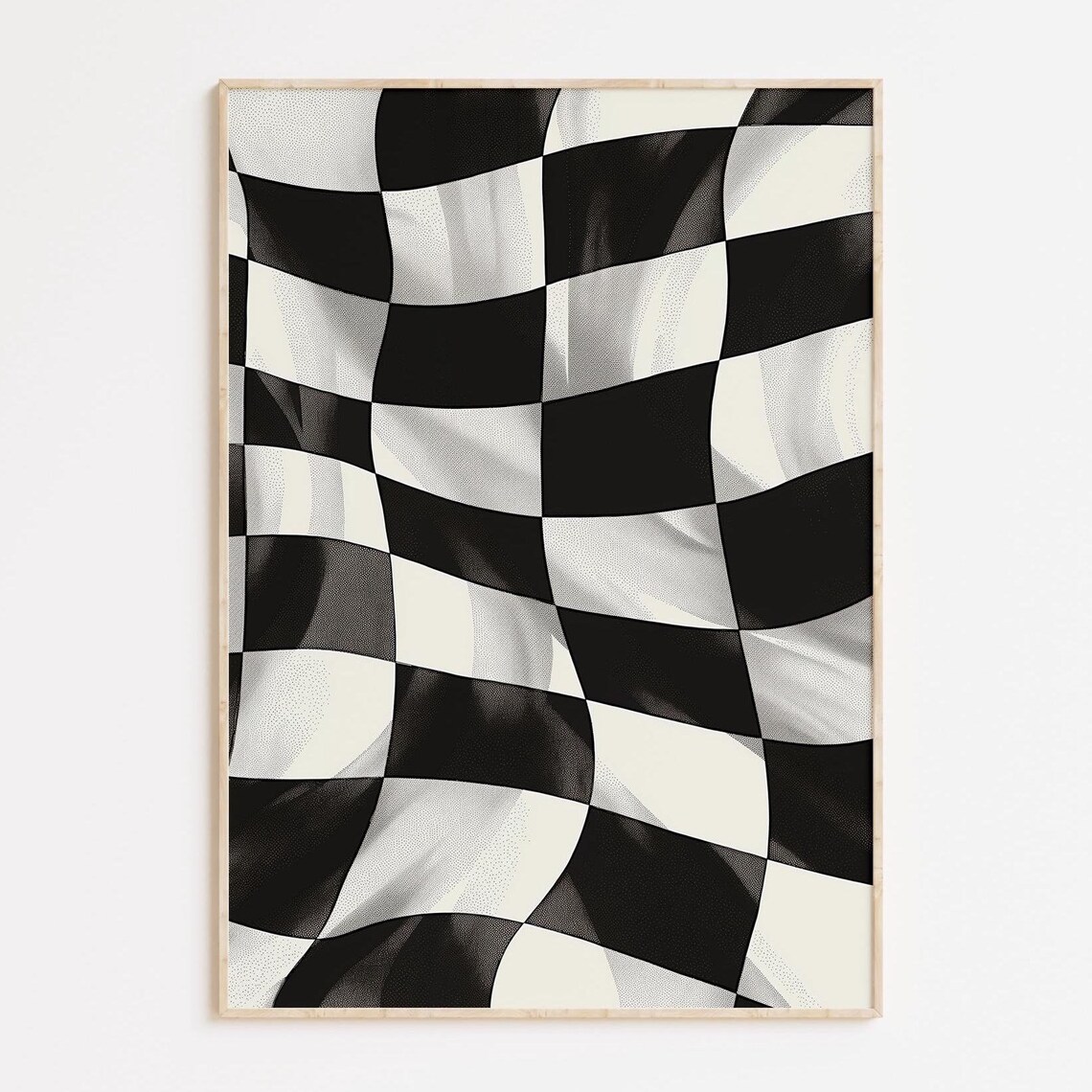 Black And White Checkered Racing Flag Bold Graphic Motorsport Poster