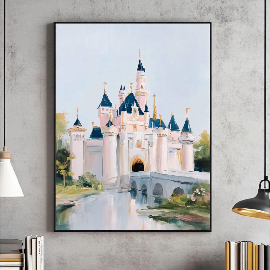 Dreamy Pink Fairytale Castle Pastel Princess Girls Room Art Poster